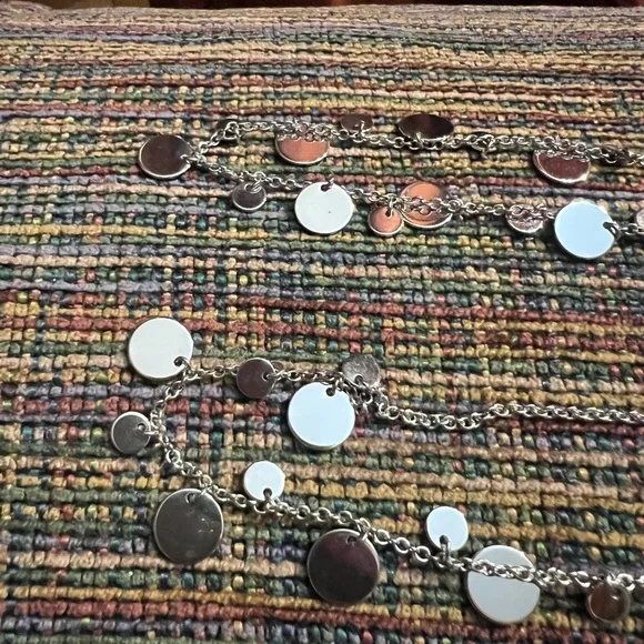 Silver coin discs necklace. Long - Picture 4 of 4